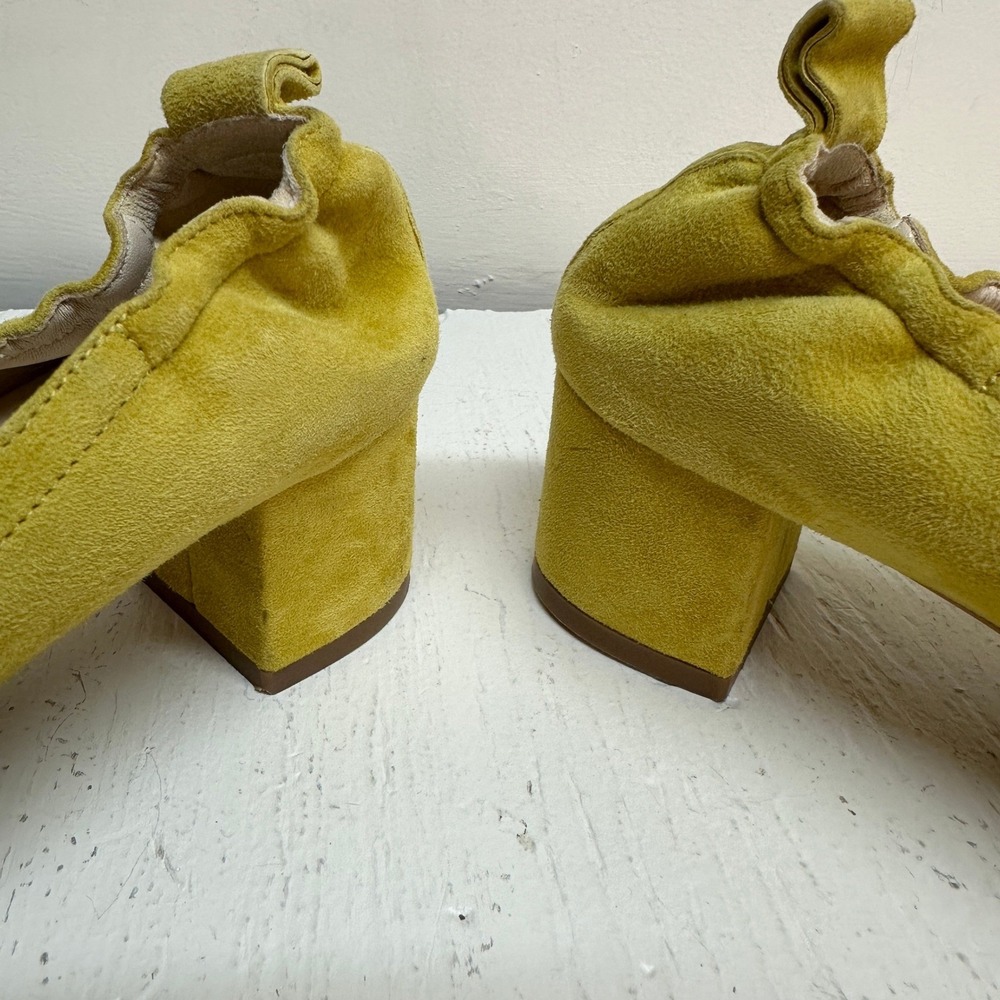 EVERLANE Day Heel Yellow Suede Gathered Elastic Block Heel Pumps Women 6.5 Italy - Picture 5 of 10